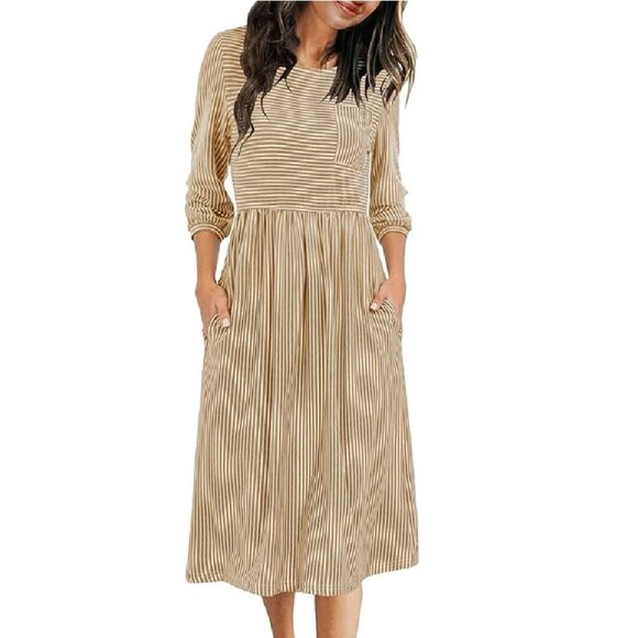 Custom Listing for @alias_grayc Pocket Tee Dress, XL Brown White NEW - Picture 8 of 9